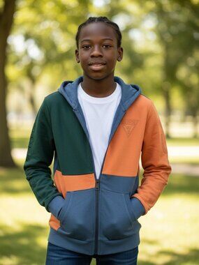 Guess boys Color-Block Full-Zip Hoodie Size 8 (A1)